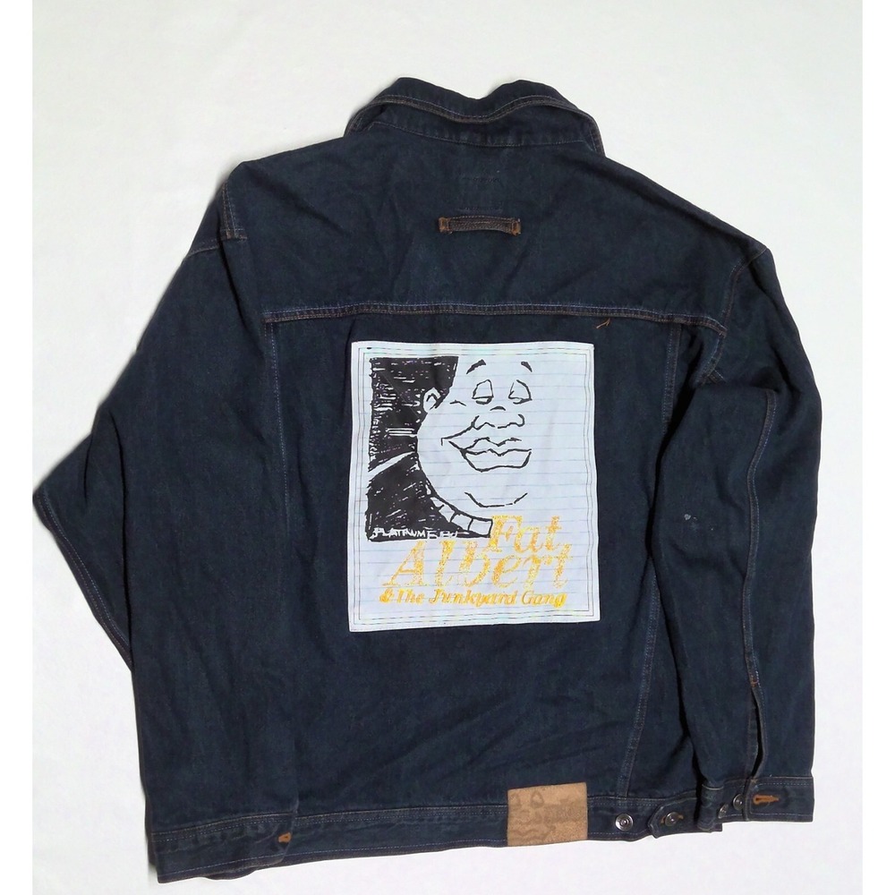 FUBU Jacket Fat Albert Denim Jean Men Platinum XL Hip Hop Heavy Coat Vtg